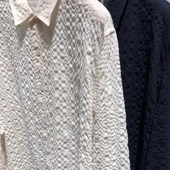 [BUNJANG] Time Embossed Shirt Ivory / 타임 엠보싱 셔츠 아이보리
