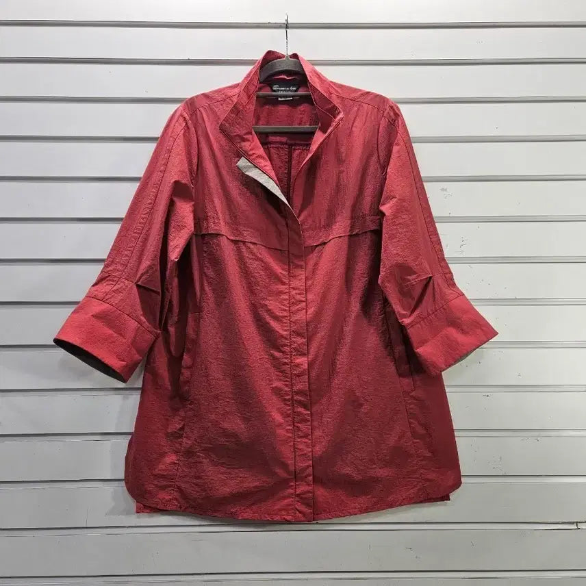 [BUNJANG] Natural Red-Tone Three-Quarter Sleeve Zip-Up Jumper / 내츄럴  레드톤 칠부소매 부인복 집업점퍼/보물찾기천사