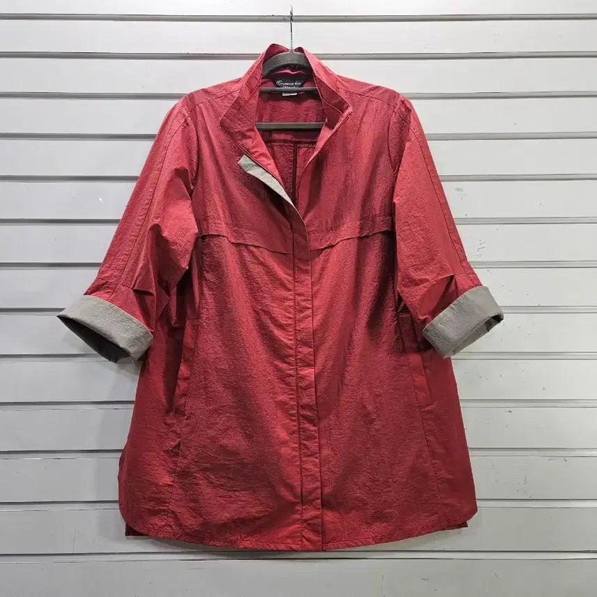 [BUNJANG] Natural Red-Tone Three-Quarter Sleeve Zip-Up Jumper / 내츄럴  레드톤 칠부소매 부인복 집업점퍼/보물찾기천사