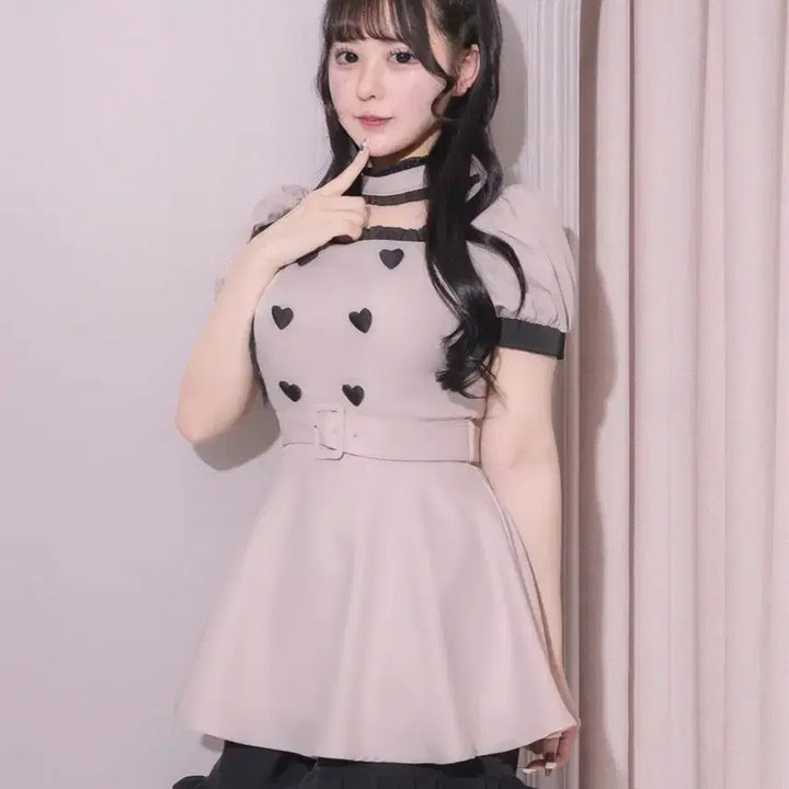 [BUNJANG] Pium Heart Button Choker Set Pink (Girei-kei Style) / 피움 하트 버튼 초커 셋업 핑크 양지뢰 지뢰계 스나 걸리 리즈리사