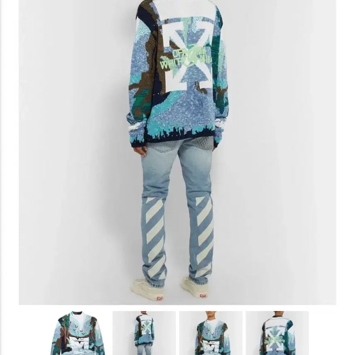 [BUNJANG] Off-White Intarsia Sweater Blue / 오프화이트 인타르시아 스웨터 블루