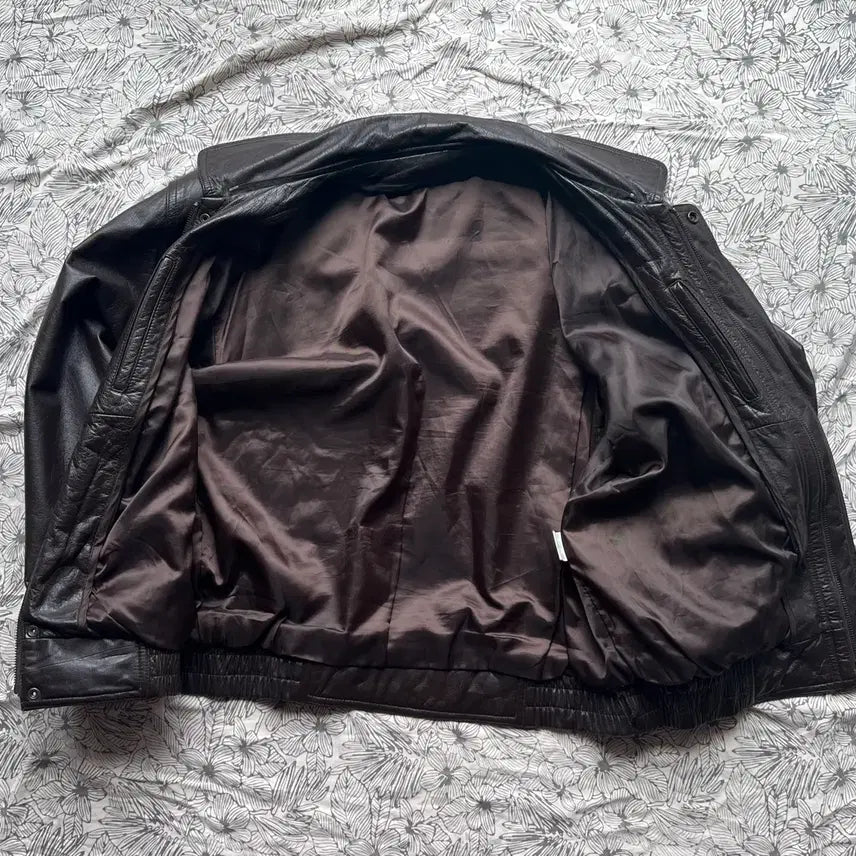 [BUNJANG] Vintage Cowhide Leather Bomber Jacket (Choco Brown) / 초코 브라운 봄버자켓 빈티지가죽 레더자켓 소가죽자켓 에이징가죽