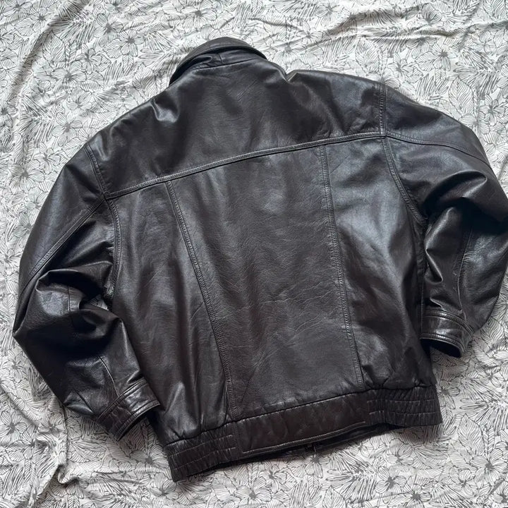 [BUNJANG] Vintage Cowhide Leather Bomber Jacket (Choco Brown) / 초코 브라운 봄버자켓 빈티지가죽 레더자켓 소가죽자켓 에이징가죽