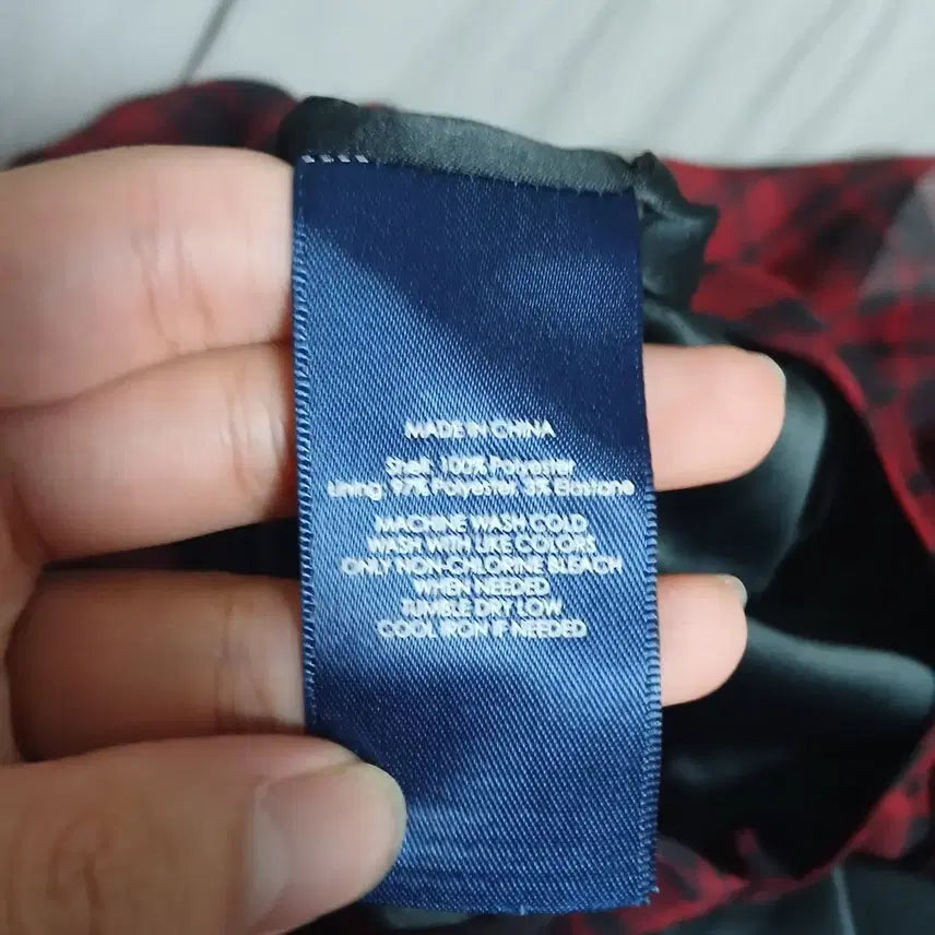 [BUNJANG] Ralph Lauren Red Check Chiffon Midi Dress / 랄프로렌 레드 체크 쉬폰 원피스