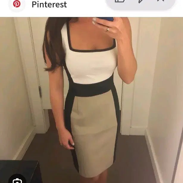 [BUNJANG] Banana Republic Colorblock Square Neck Midi Dress / 바나나 리퍼블릭 원피스(44)