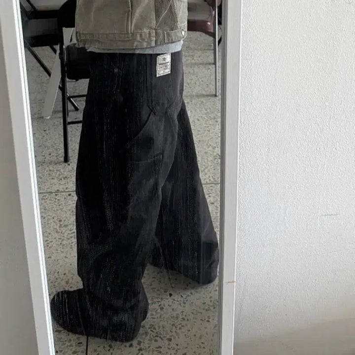 [BUNJANG] AOIRO Cutted Double Knee Pants Black Pearl / 아오이로 커티드 더블니 팬츠 블랙 펄 [0]