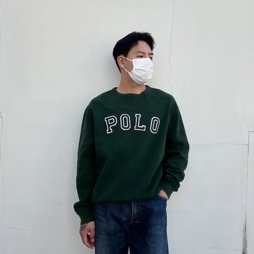 [BUNJANG] Polo Ralph Lauren Dark Green Arch Logo Sweatshirt L / L)QR택 폴로 랄프로렌 다크그린 아치로고 맨투맨