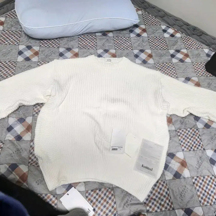 [BUNJANG] White Knit Long Sleeve T-Shirt L / knitted 화이트 면니트  L 새상품