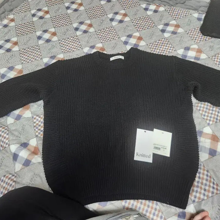 [BUNJANG] Knitted Cotton Knit Black L Size / Knitted 검정색 면니트 민트급 L