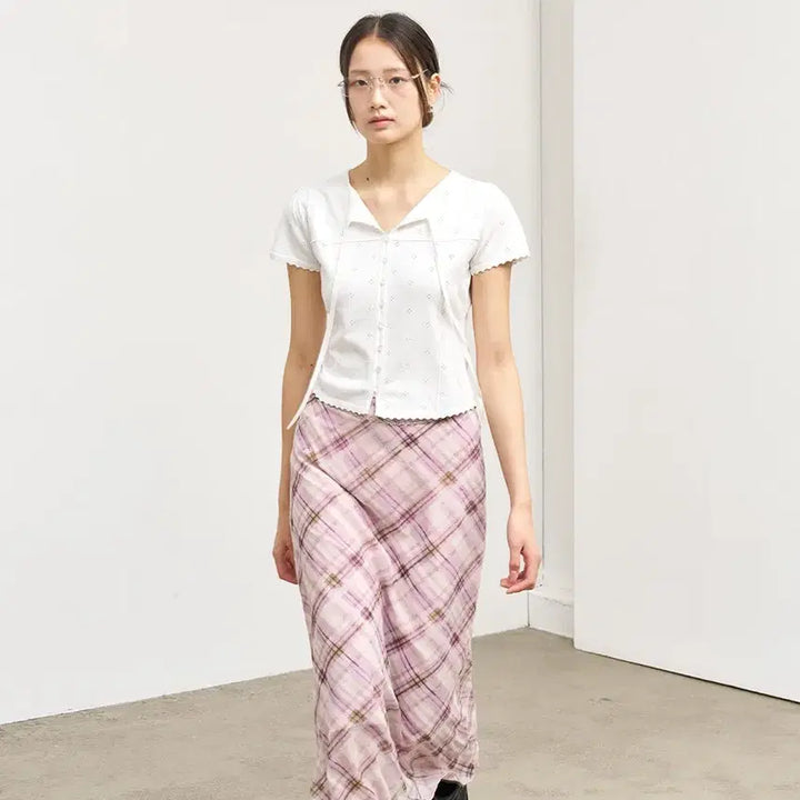 [BUNJANG] General Idea Punching Knit Half Blouse White M / 제너럴 아이디어 펀칭 니트 하프 블라우스 (M, 2회 착용)