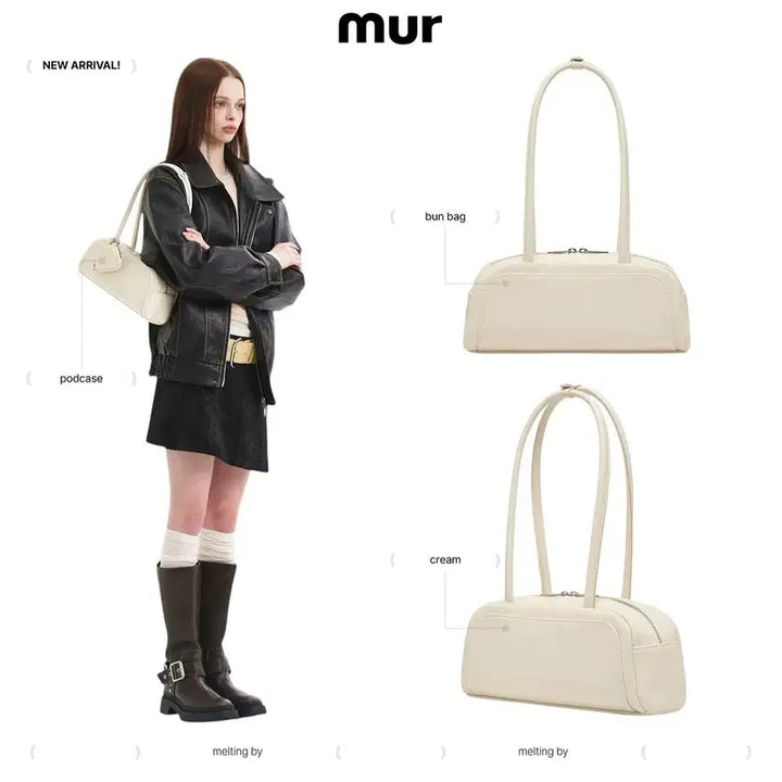 [BUNJANG] Mur Burnbag Cream Leather Shoulder Bag Tote Bag Crossbody Bag / [mur] 무르 번백 크림 양도 숄더백 토트백 가방 백 크로스백 에코백