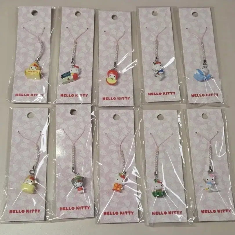 [BUNJANG] Sanrio Hello Kitty 50th Anniversary Pop-Up Exclusive Strap Keychain Set / 산리오 헬로키티 50주년 팝업 지역 스트랩 키링 10종 일괄