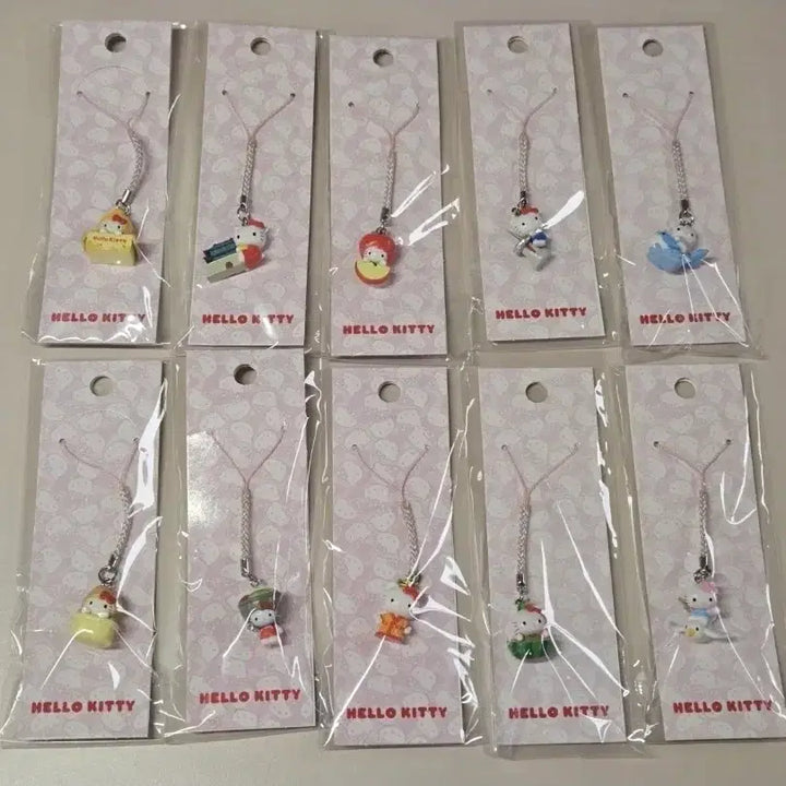 [BUNJANG] Sanrio Hello Kitty 50th Anniversary Pop-Up Exclusive Strap Keychain Set / 산리오 헬로키티 50주년 팝업 지역 스트랩 키링 10종 일괄
