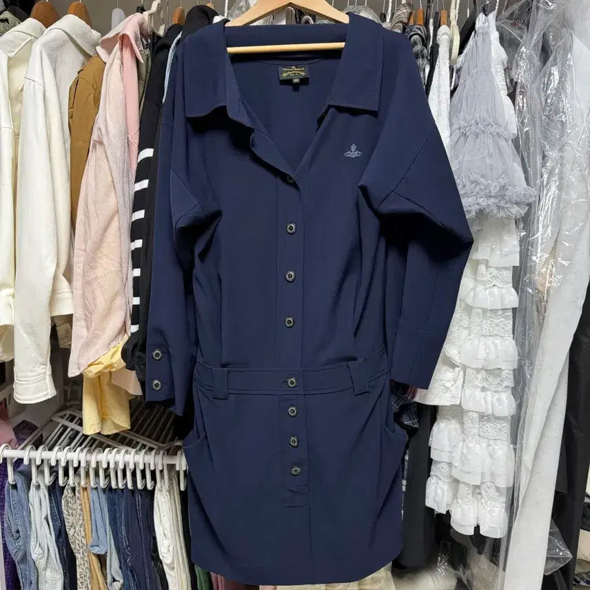 [BUNJANG] Vivienne Westwood Navy Shirt Dress Size 40 / 비비안웨스트우드 셔츠원피스 네이비 40사이즈