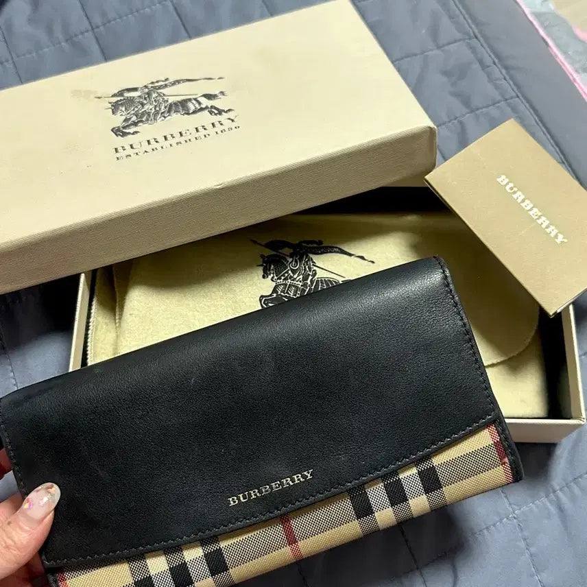 [BUNJANG] Burberry Porter Leather Flap Long Wallet Black / 버버리 포터 플랩 장지갑 블랙 풀박스 정품