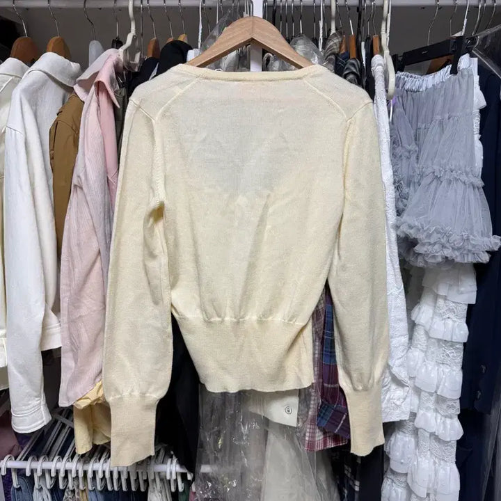 [BUNJANG] Vivienne Westwood U-Neck Knit Ivory M / 비비안웨스트우드 니트 u넥 아이보리 m