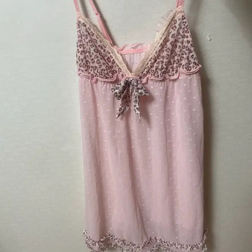 [BUNJANG] Hime Gyaru Leopard Lace See-through Slip Dress / 히메 갸루 레오파드 핑크 호피 레이스 시스루 슬립 원피스