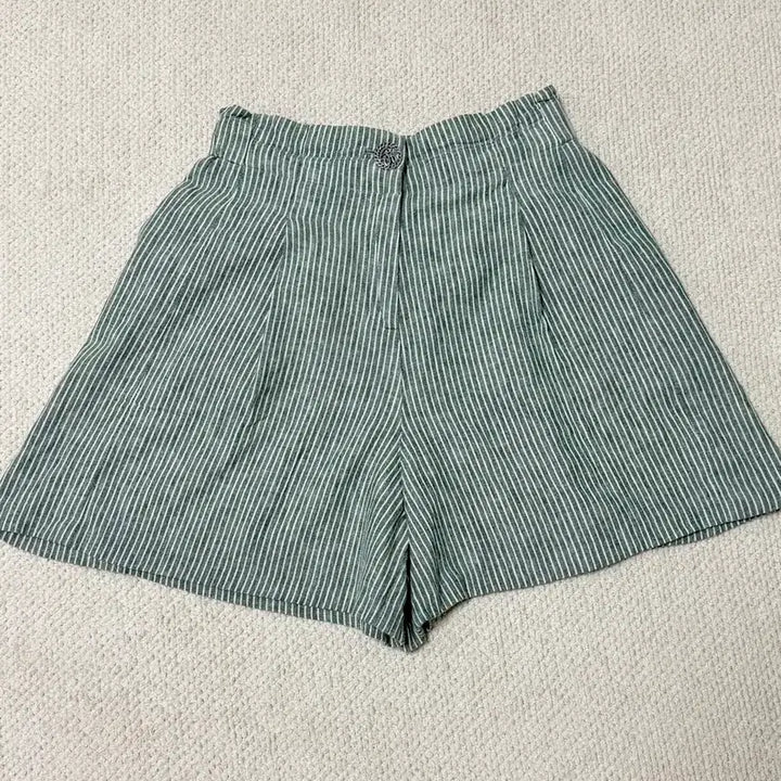 [BUNJANG] Striped Green/White Shorts / 줄무늬 그린/흰색 반바지