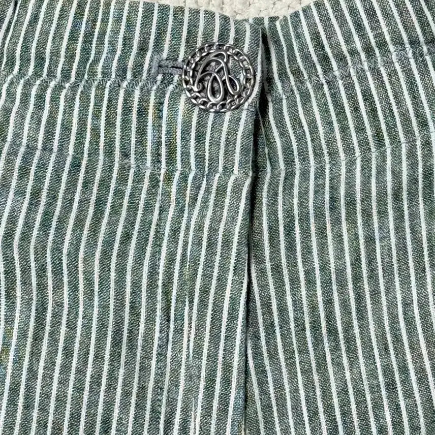 [BUNJANG] Striped Green/White Shorts / 줄무늬 그린/흰색 반바지