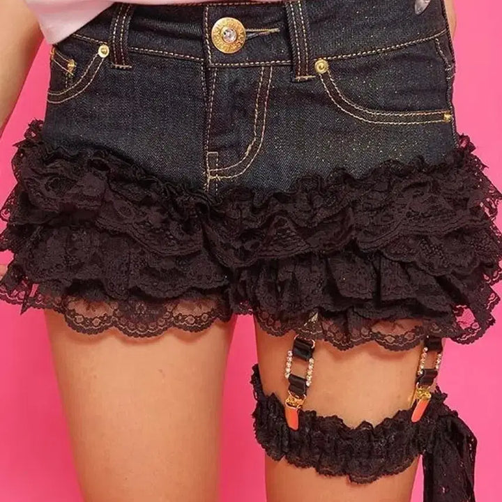 [BUNJANG] Ma*rs Sugar Gloss Lace Denim Pants / Ma*rs sugar gloss 레이스 데님 팬츠 갸루 d.i.a