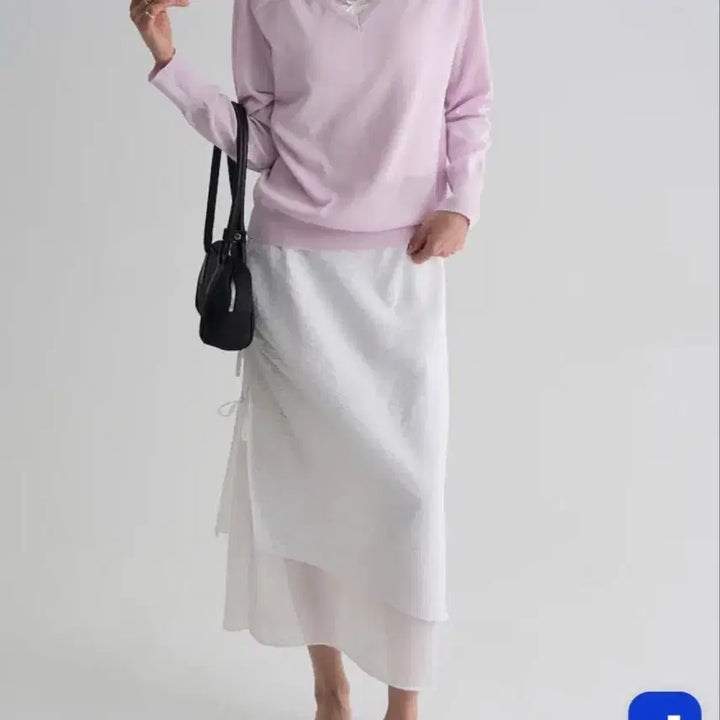 [BUNJANG] 8 seconds Strap Layered Long Skirt Ivory / 에잇세컨즈 스트랩 레이어드 롱스커트 아이보리 흰색 롱치마 8seconds
