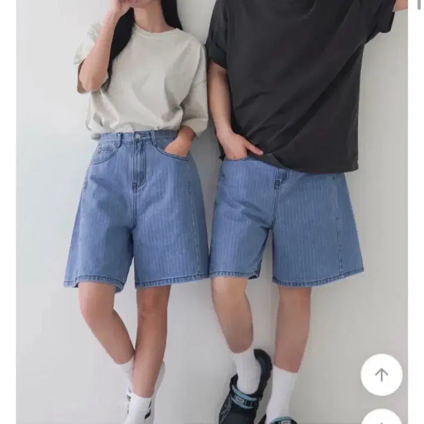 [BUNJANG] Striped Denim Shorts (Unisex) / (새상품)스트라이프 데님 반바지