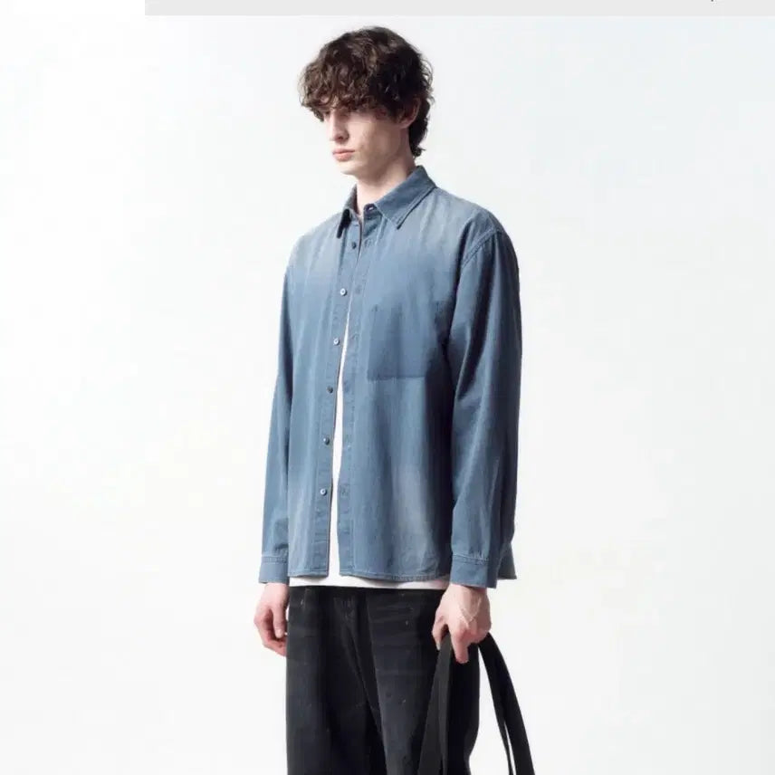 [BUNJANG] In Silence Ghost Pocket Denim Shirt Washed Blue L Size / 인사일런스 고스트 포켓 데님 셔츠 WASHED BLUE L사이즈