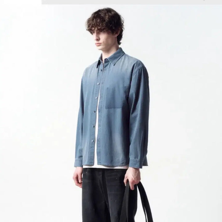 [BUNJANG] In Silence Ghost Pocket Denim Shirt Washed Blue L Size / 인사일런스 고스트 포켓 데님 셔츠 WASHED BLUE L사이즈