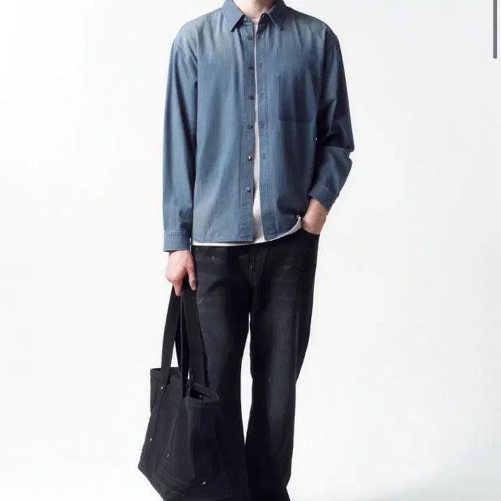 [BUNJANG] In Silence Ghost Pocket Denim Shirt Washed Blue L Size / 인사일런스 고스트 포켓 데님 셔츠 WASHED BLUE L사이즈