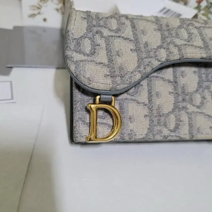 [BUNJANG] Dior Saddle Flap Card Holder Beige &amp; Blue Oblique / 디올 오블리크 새들 카드지갑
