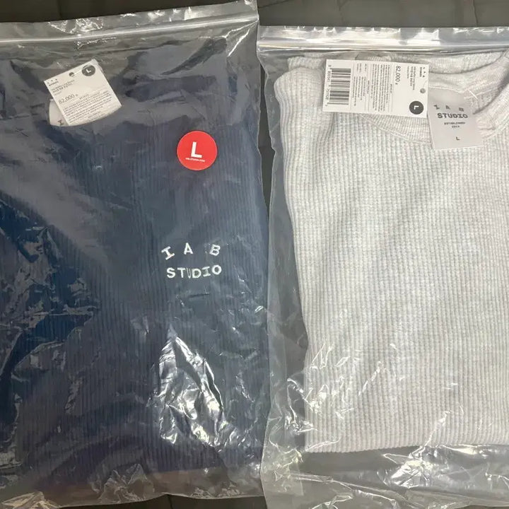[BUNJANG] IAB Studio Waffle Long Sleeve T-Shirt Navy/Grey L / IAB 스튜디오 와플 롱슬리브 네이비,그레이 긴팔 티셔츠 L