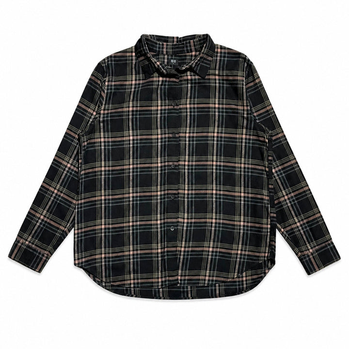 [BUNJANG] Uniqlo Navy Plaid Flannel Shirt M / JPN 일본 빈티지 y2k 모리걸 유니클로 네이비 플란넬 체크 셔츠 M
