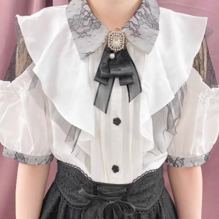 [BUNJANG] Rosita Lolita Blouse (White) / 새상품리즈리사 로지타 버블즈 양산형 블라우스 지뢰계 노예미 로리타