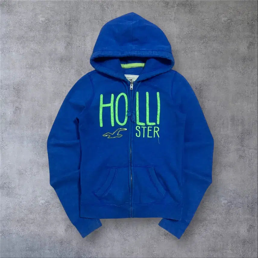 [BUNJANG] Hollister Y2K Spellout Big Logo Blue Hooded Zip-Up / 홀리스터 y2k 스펠아웃 빅로고 블루 후드 집업