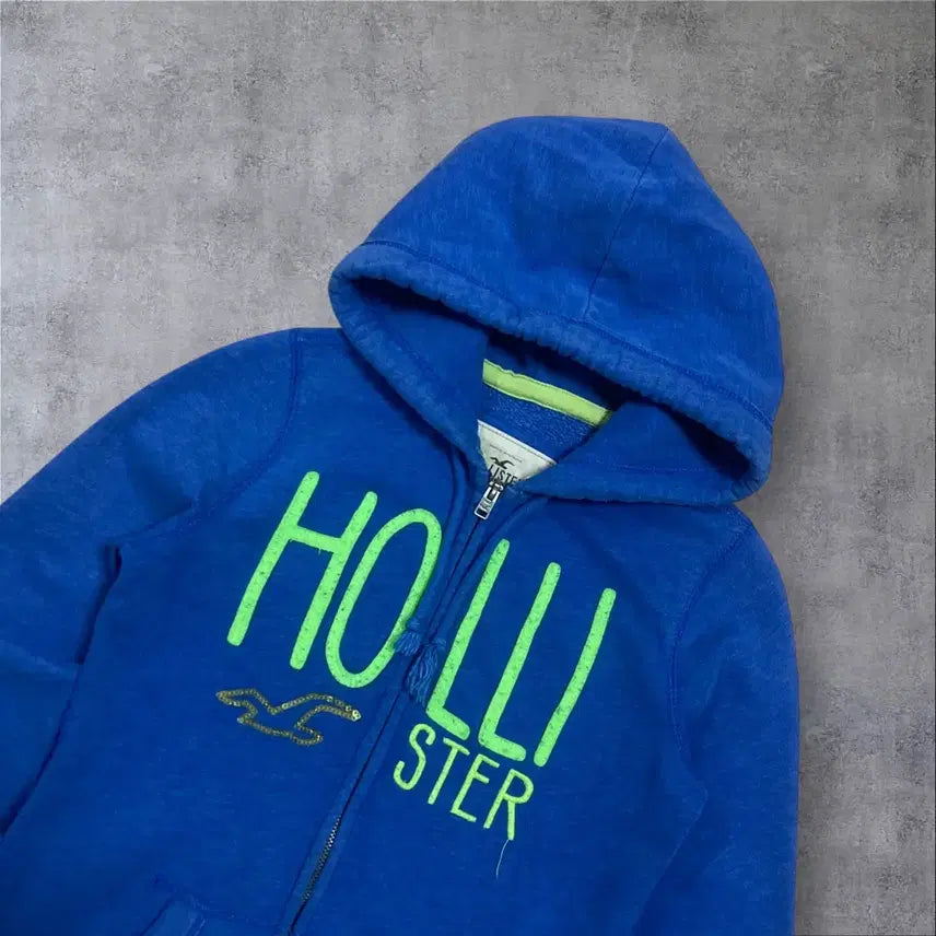 [BUNJANG] Hollister Y2K Spellout Big Logo Blue Hooded Zip-Up / 홀리스터 y2k 스펠아웃 빅로고 블루 후드 집업