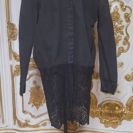 [BUNJANG] Black Lace Shirt Dress / 블랙 레이스 셔츠 원피스