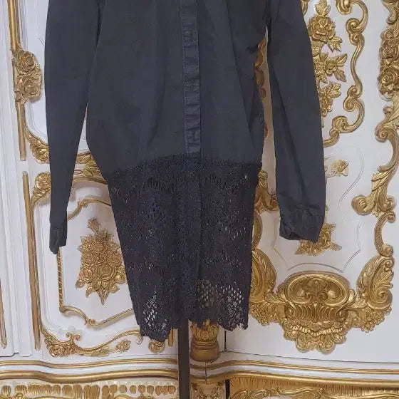 [BUNJANG] Black Lace Shirt Dress / 블랙 레이스 셔츠 원피스