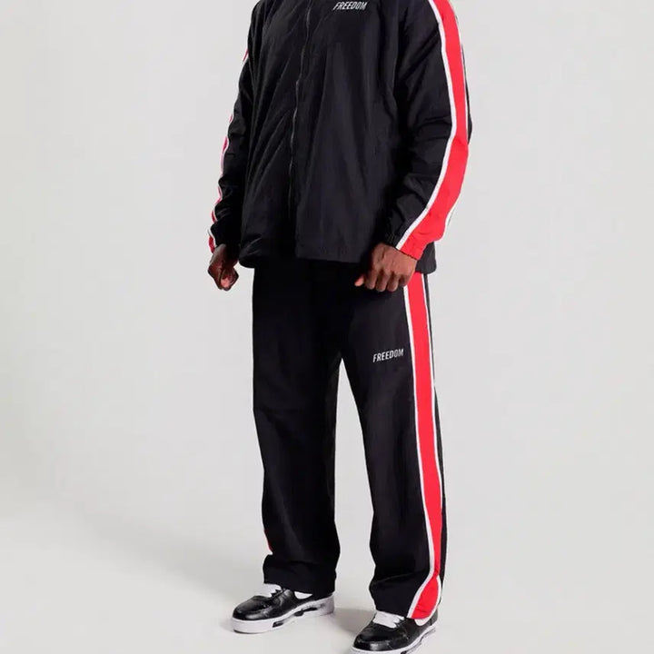 [BUNJANG] FREEDOM Side Line Windbreaker Pants 4XL Black/Red / [ 4XL ] 프리덤(FREEDOM) 사이드 라인 윈드브레이커 팬츠