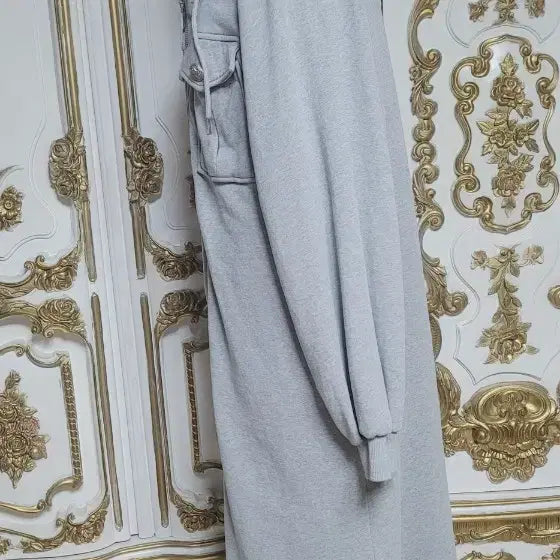 [BUNJANG] Hooded Long Zip-Up Coat Gray / 후드 롱 기모 집업 코트 회색