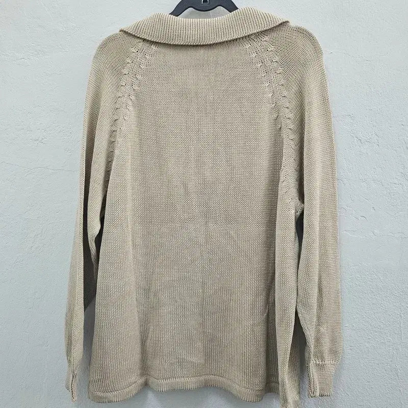 [BUNJANG] Beige Knit Long Sleeve T-Shirt / 봄 여름 니트짜임 긴팔 티 여66/77 J6242