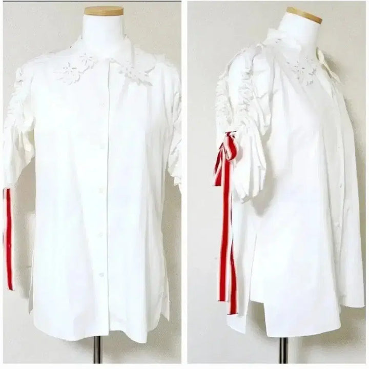 [BUNJANG] Fendi White Silk Ribbon Detail Button-Up Shirt Blouse 38 / 미사용/FENDI[정품]셔츠 블라우스