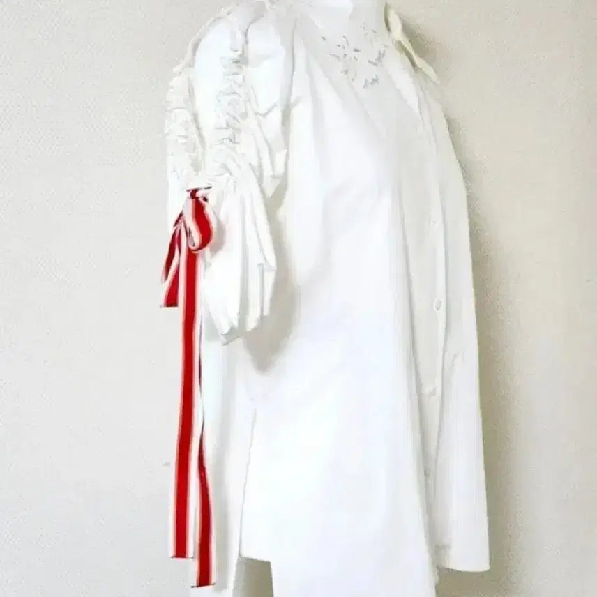 [BUNJANG] Fendi White Silk Ribbon Detail Button-Up Shirt Blouse 38 / 미사용/FENDI[정품]셔츠 블라우스