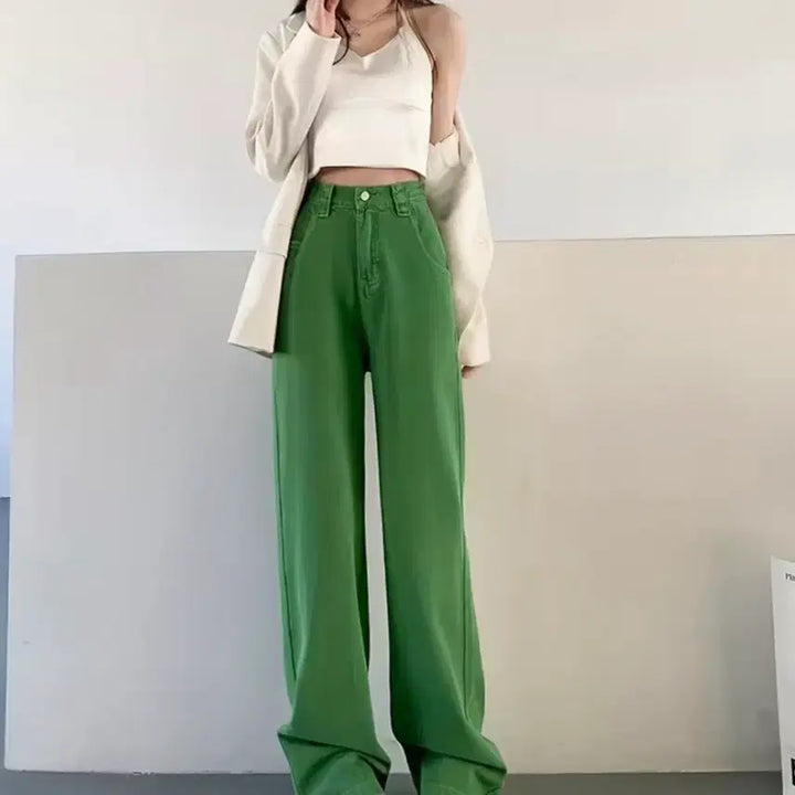 [BUNJANG] Green Cotton Pants Wide Fit / 그린바지