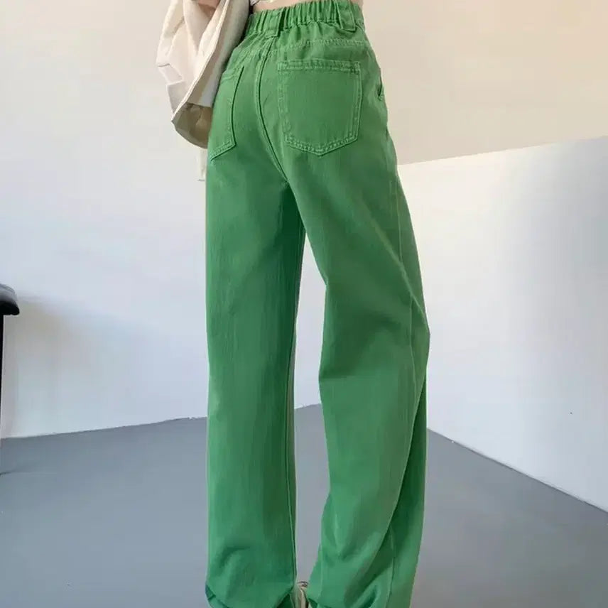 [BUNJANG] Green Cotton Pants Wide Fit / 그린바지