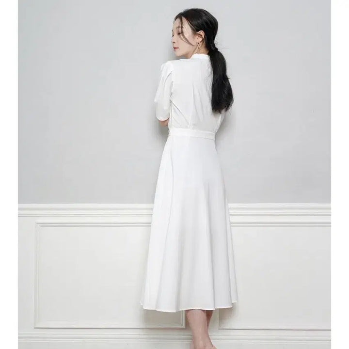 [BUNJANG] GANISONG Gold Button Wrap Long Dress S New / 가니송 골드버튼 랩 롱기장 원피스 S 새상품