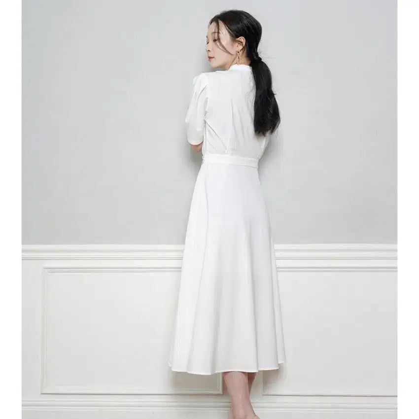 [BUNJANG] GANISONG Gold Button Wrap Long Dress S New / 가니송 골드버튼 랩 롱기장 원피스 S 새상품