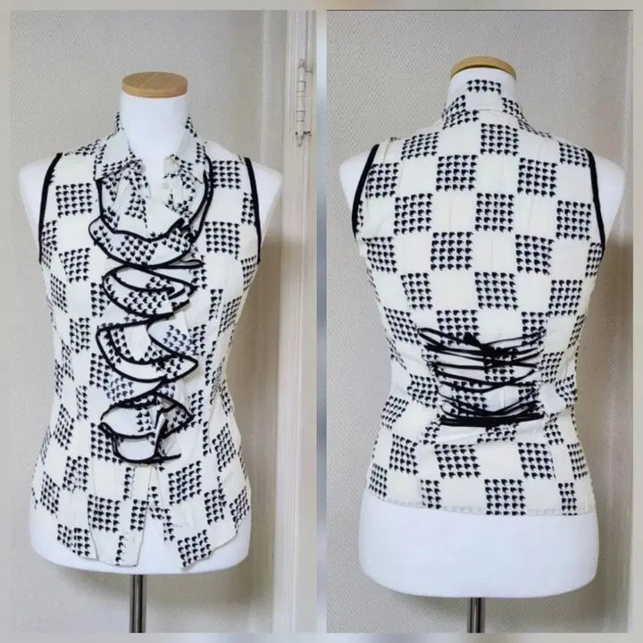 [BUNJANG] Anne Fontaine Genuine Lace Sleeveless Blouse / 미사용/안느퐁텐[정품]레이스 블라우스