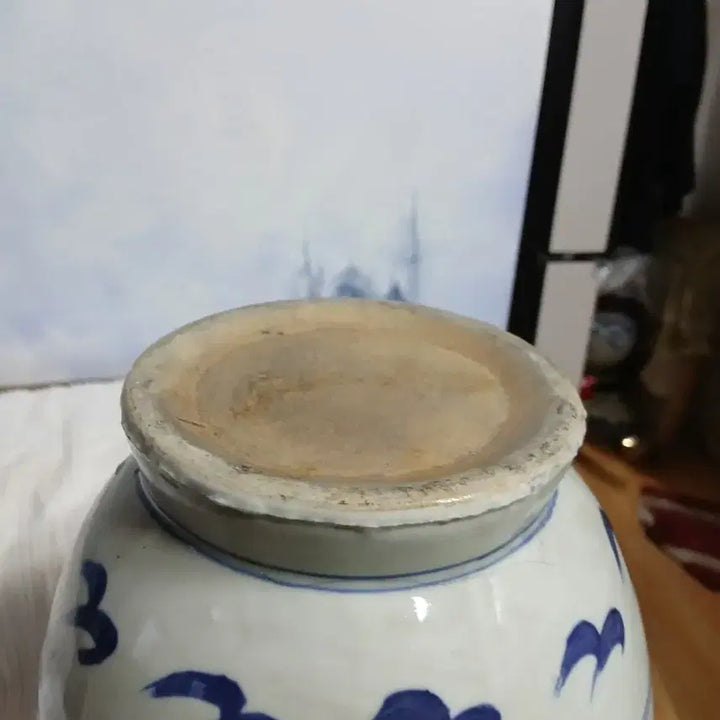 [BUNJANG] Joseon Dynasty Celadon Porcelain Vase with Phoenix Motif / 청화백자 봉황문 도자기