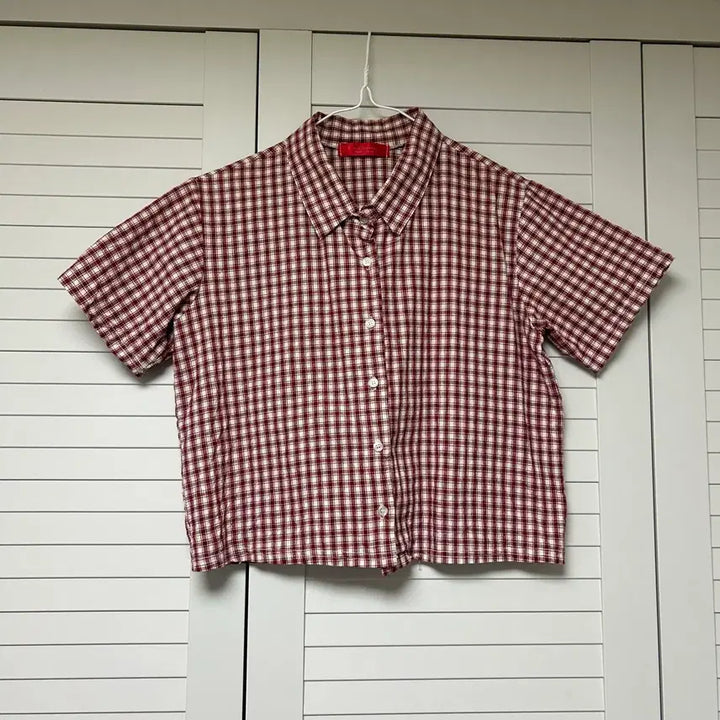 [BUNJANG] Baon Check Cropped Shirt / 새옷) 바온 크롭 체크 남방셔츠