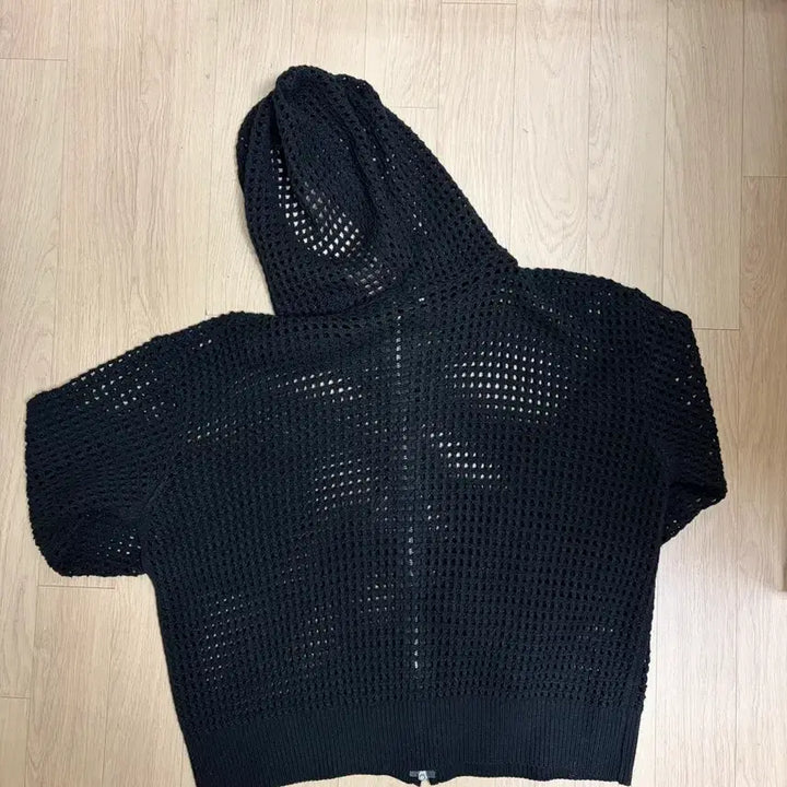 [BUNJANG] Black Mesh Hoodie Zip-Up Jacket / 매쉬후드집업
